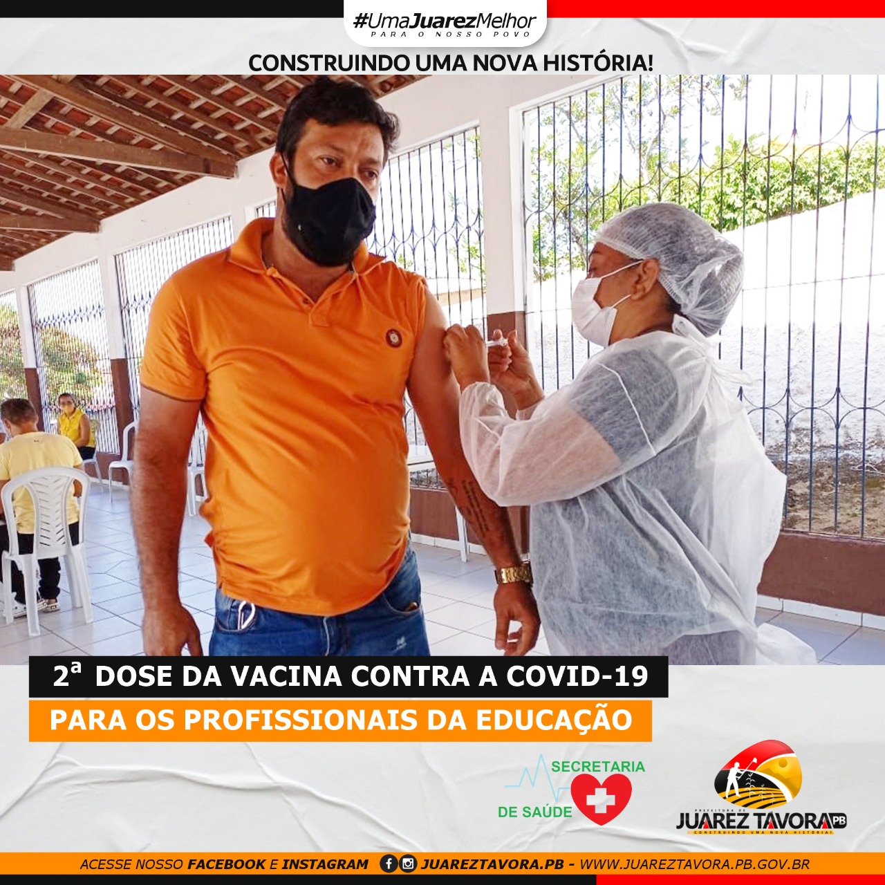 Covid-19: Profissionais da educação tomam segunda dose da vacina em Juarez Távora