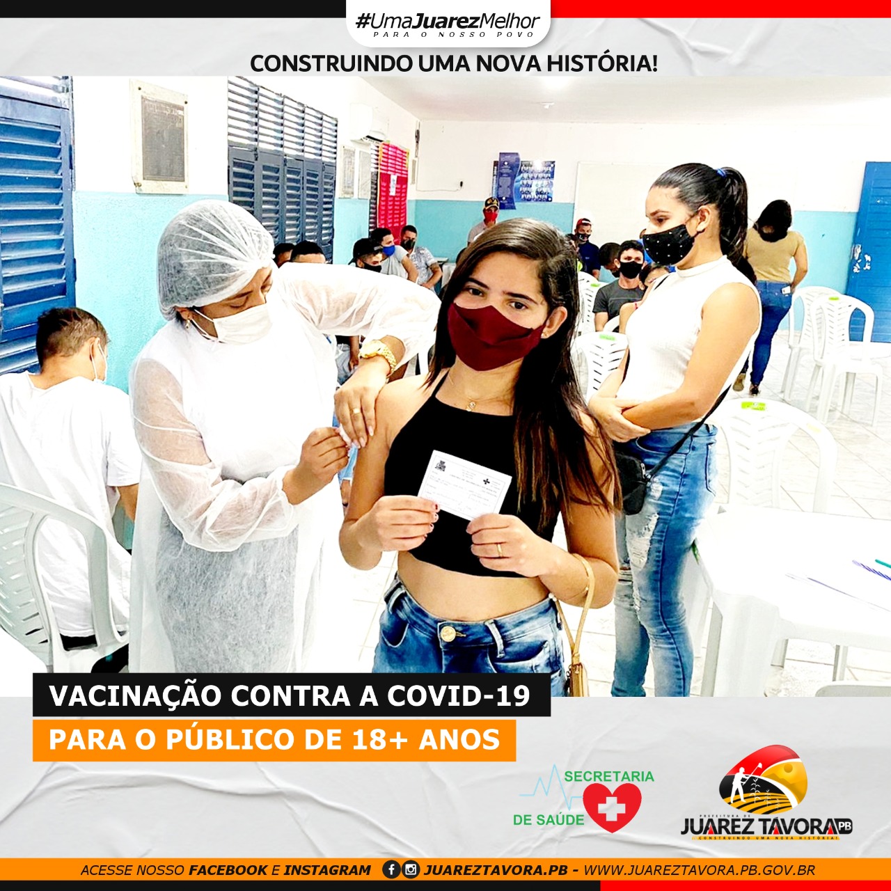 Vacinação em Juarez Távora acontece para pessoas com 18 anos ou mais nesta sexta (3)