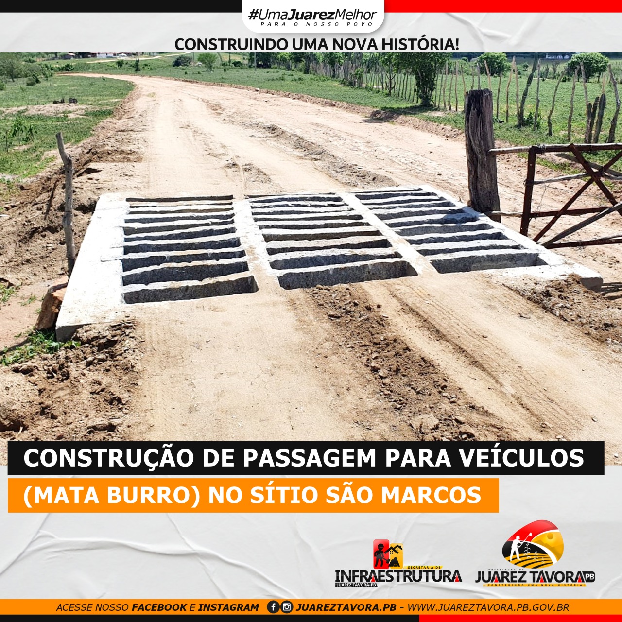 Prefeitura de Juarez Távora realiza construção de mata-burro no sítio São Marcos
