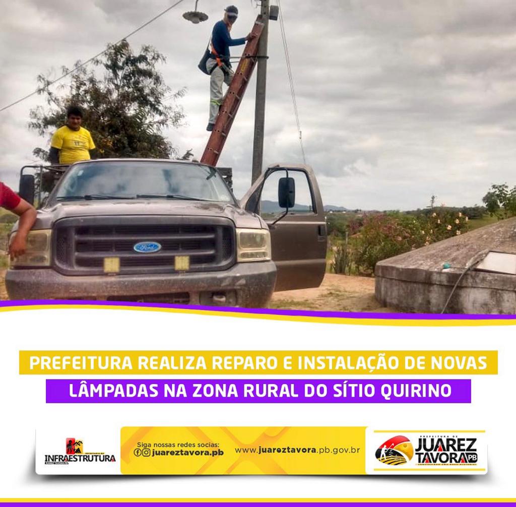 Prefeitura realiza reparo e instalação de novas lâmpadas na zona rural do Sítio Quirino