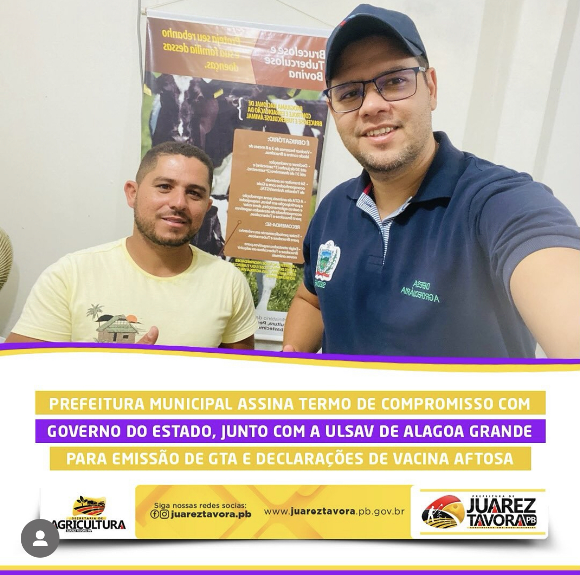 Prefeitura de Juarez Távora emite GTA e declarações de vacina da febre aftosa