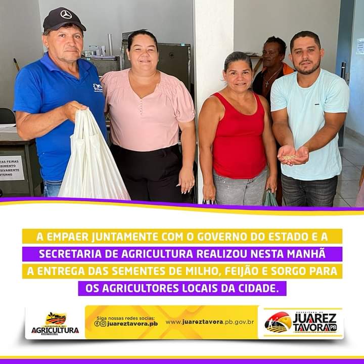 EMPAER juntamente com o Governo do Estado e Secretaria de Agricultura entregou sementes de feijão, milho e sorgo aos agricultores